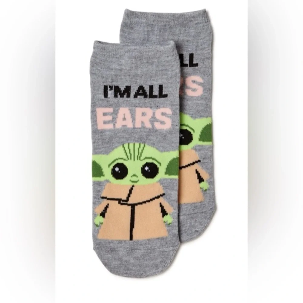 3pairs Gray‎ and Purple Star Wars The Mandalorian No Show Socks size 4-10 free